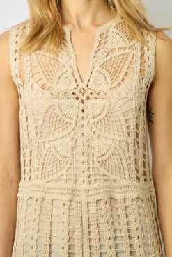 Gerard Darel Robe Midi En Crochet Naturel - Edena | Robes