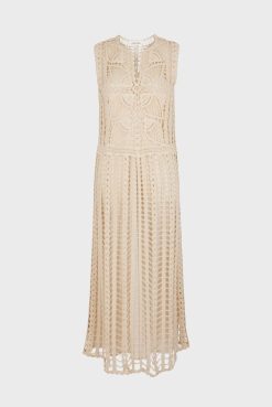 Gerard Darel Robe Midi En Crochet Naturel - Edena | Robes