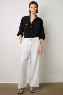 Gerard Darel Pantalon Large En Lin Blanc - Capucine | Pantalons & Jeans