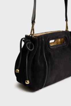 Gerard Darel Sac A Main En Cuir Velours Noir - Mini Dany | Sacs A Bandouliere