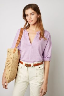 Gerard Darel Tshirt Col Tunisien Lilas - Maddie | Tops & Sweats