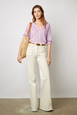 Gerard Darel Tshirt Col Tunisien Lilas - Maddie | Tops & Sweats