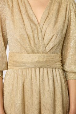 Gerard Darel Robe Longue En Lurex Or - Elline | Robes