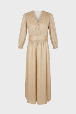 Gerard Darel Robe Longue En Lurex Or - Elline | Robes