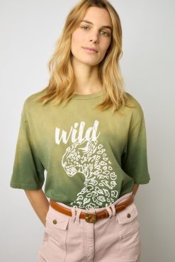 Gerard Darel Tshirt Serigraphie Vert Kaki - Malory | Tops & Sweats