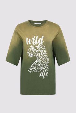 Gerard Darel Tshirt Serigraphie Vert Kaki - Malory | Tops & Sweats