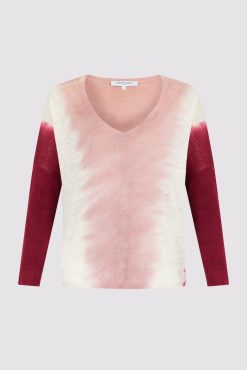 Gerard Darel Pull V Tie And Dye En Lin Rose Vif - Lamy | Maille