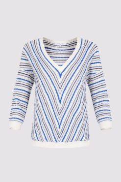 Gerard Darel Pull En Lin Rayures Bleu Ocean - Lamia | Maille