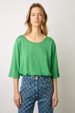 Gerard Darel Tshirt Au Dos Boutonne Vert - Magnolia | Tops & Sweats