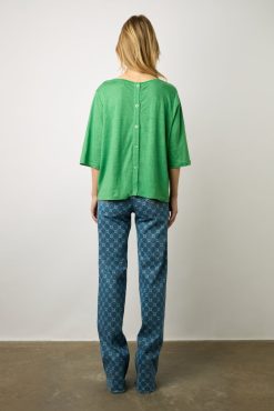 Gerard Darel Tshirt Au Dos Boutonne Vert - Magnolia | Tops & Sweats