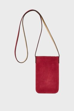 Gerard Darel Porte Telephone Cuir Velours Rose - Ladyphone | Petite Maroquinerie