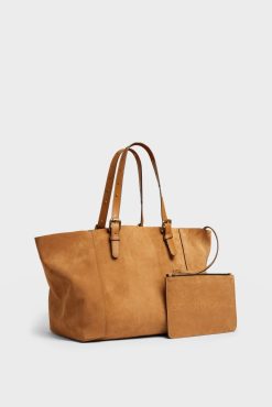 Gerard Darel Cabas En Cuir Velours Femme Ble Simple Bag | Paniers & Cabas