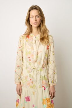 Gerard Darel Robe Longue Cintree Fleurie Multicolore - | Robes