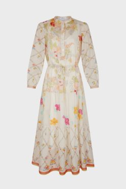 Gerard Darel Robe Longue Cintree Fleurie Multicolore - | Robes