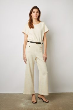 Gerard Darel Pantalon Large En Tweed Ecru - Callie | Costumes & Ensembles