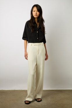 Gerard Darel Pantalon Large En Lin Ecru - Cyndelle | Costumes & Ensembles