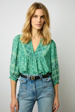 Gerard Darel Blouse Fluide Imprimee Emeraude - Arlen | Chemises & Blouses