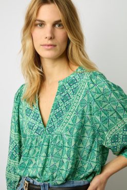 Gerard Darel Blouse Fluide Imprimee Emeraude - Arlen | Chemises & Blouses