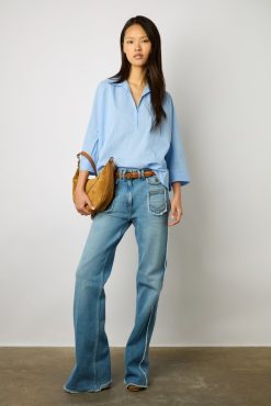 Gerard Darel Blouse Rayee A Col Chemise Nuage - Anelia | Chemises & Blouses