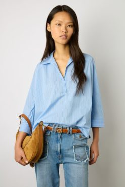 Gerard Darel Blouse Rayee A Col Chemise Nuage - Anelia | Chemises & Blouses