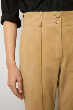 Gerard Darel Pantalon En Chevre Velours Sable - Josepha | Cuirs & Peaux