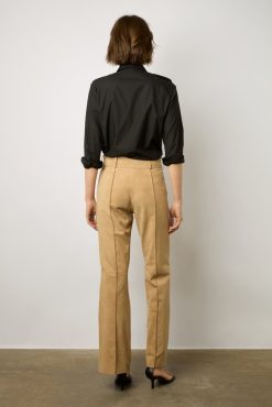 Gerard Darel Pantalon En Chevre Velours Sable - Josepha | Cuirs & Peaux