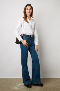 Gerard Darel Jean Flare Taille Haute Marine - Anna | Pantalons & Jeans