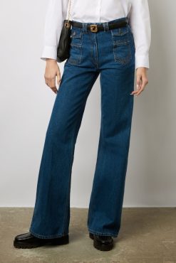 Gerard Darel Jean Flare Taille Haute Marine - Anna | Pantalons & Jeans