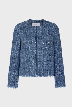 Gerard Darel Veste En Tweed Et Lurex Indigo - Belmira | Vestes