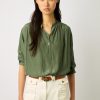 Gerard Darel Blouse Unie Satinee Kaki - Alice | Chemises & Blouses