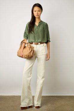 Gerard Darel Blouse Unie Satinee Kaki - Alice | Chemises & Blouses