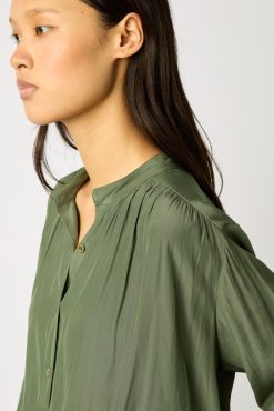 Gerard Darel Blouse Unie Satinee Kaki - Alice | Chemises & Blouses