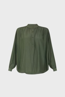 Gerard Darel Blouse Unie Satinee Kaki - Alice | Chemises & Blouses