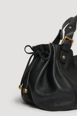 Gerard Darel Sac A Main En Cuir Graine Noir/Or - 24H | L'Iconique 24H