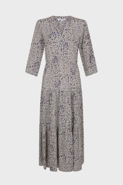 Gerard Darel Robe Longue Imprime Floral Ecru - Erinna | Robes