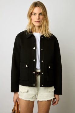 Gerard Darel Blouson En Laine Double-Face Noir - Nattie | Manteaux & Trenchs