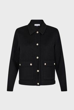 Gerard Darel Blouson En Laine Double-Face Noir - Nattie | Manteaux & Trenchs