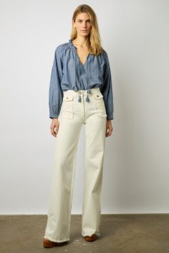 Gerard Darel Blouse Chambray A Pompons Chambray - Adele | Chemises & Blouses