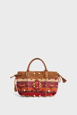 Gerard Darel Sac A Main En Raphia Raye Rouge - 24Gd | Raphia & Crochet