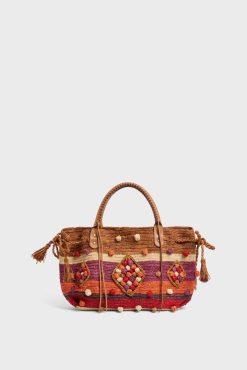 Gerard Darel Sac A Main En Raphia Raye Rouge - 24Gd | Raphia & Crochet