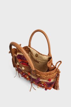 Gerard Darel Sac A Main En Raphia Raye Rouge - 24Gd | Raphia & Crochet