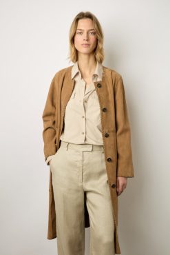 Gerard Darel Pantalon Tailleur En Lin Sable - Carmen | Costumes & Ensembles