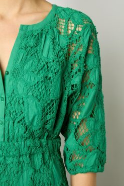 Gerard Darel Robe Midi En Broderies Vert - Eleonie | Robes