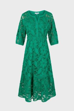 Gerard Darel Robe Midi En Broderies Vert - Eleonie | Robes