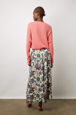 Gerard Darel Jupe Midi A Grandes Fleurs Ecru - Debra | Jupes