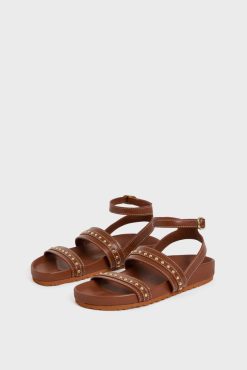 Gerard Darel Sandales En Cuir Et Clous Cognac - Arianne | Chaussures