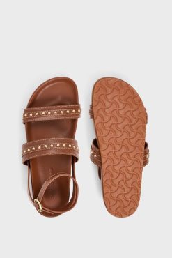 Gerard Darel Sandales En Cuir Et Clous Cognac - Arianne | Chaussures