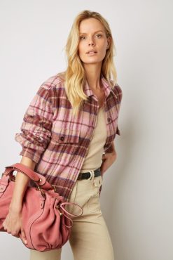 Gerard Darel Surchemise A Carreaux Rose - Becky | Chemises & Blouses