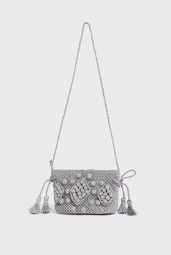 Gerard Darel Sac Travers Crochet Metallise - Mini 24 | Raphia & Crochet