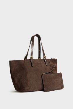 Gerard Darel Cabas En Cuir Velours Interieur Metallise - Simple Bag | Paniers & Cabas